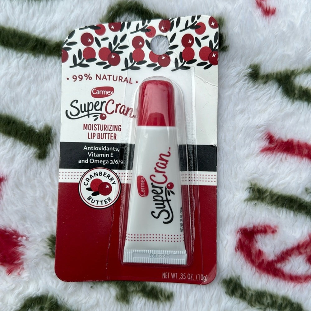 Carmex SuperCran Moisturizing Lip Butter Balm Cranberry Vitamin E- .35oz